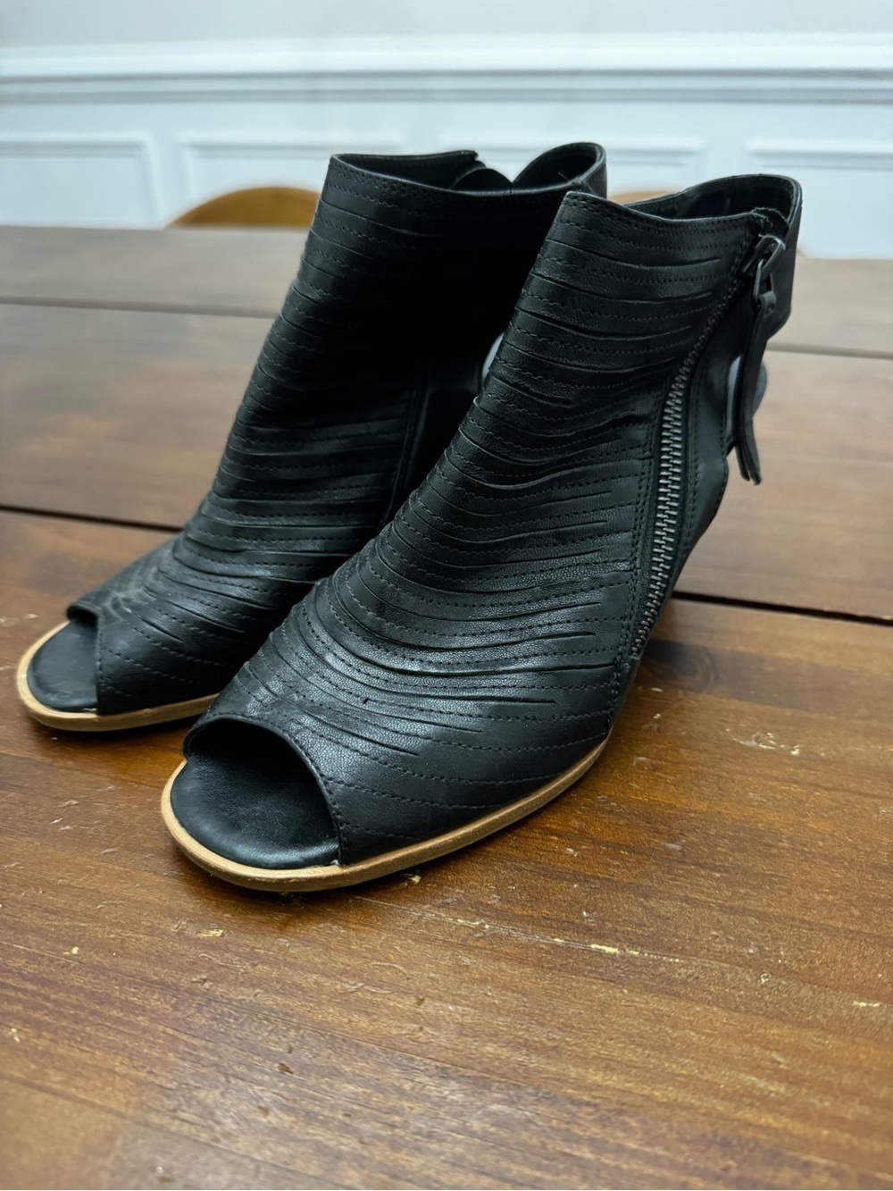 Paul Green Leather Open Toe Ankle Booties US 6.5